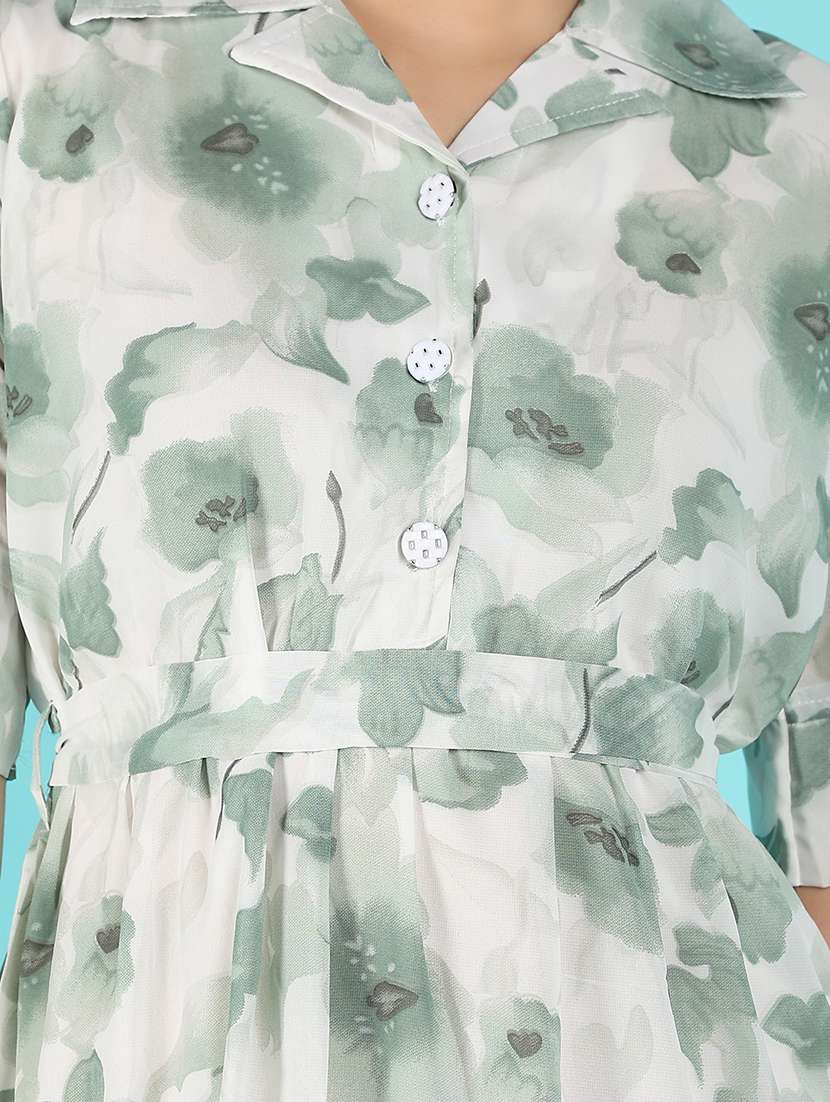 women printed puff sleeves a-line dress - 21180794 -  Standard Image - 5