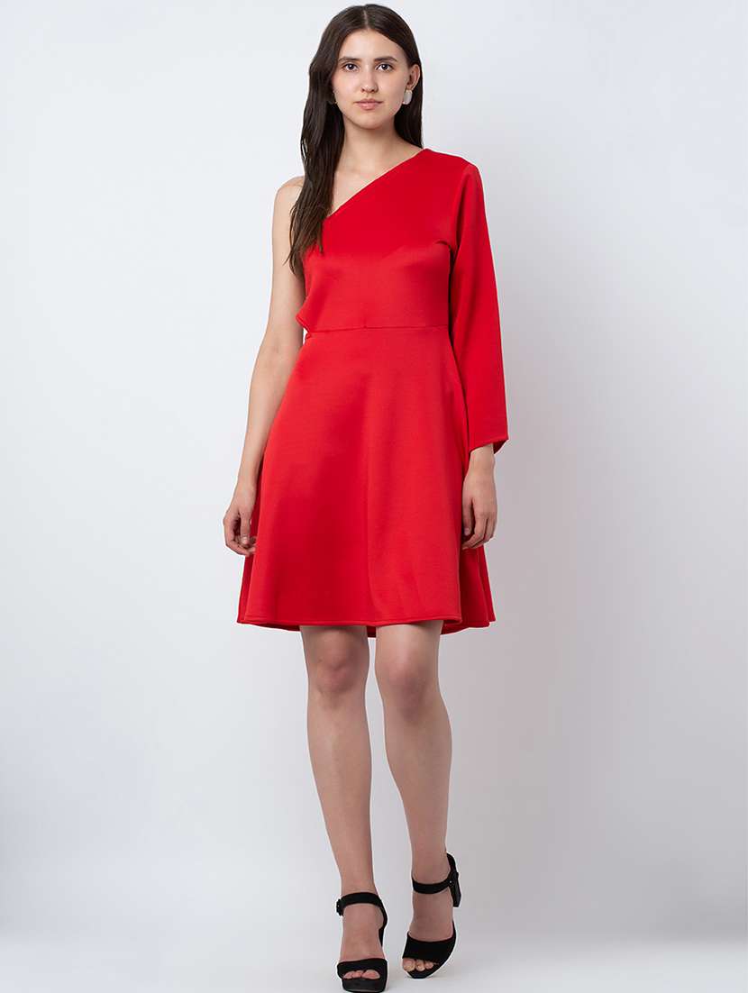 red polyester a-line dress - 21180884 -  Zoom Image - 0