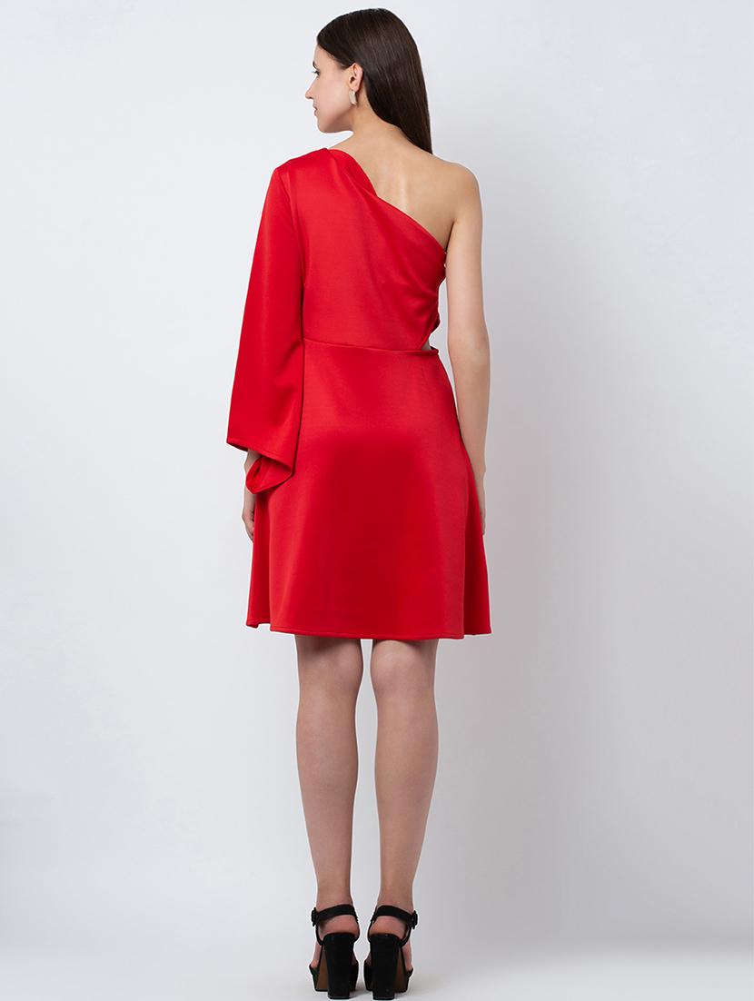 red polyester a-line dress - 21180884 - Standard Image - 3