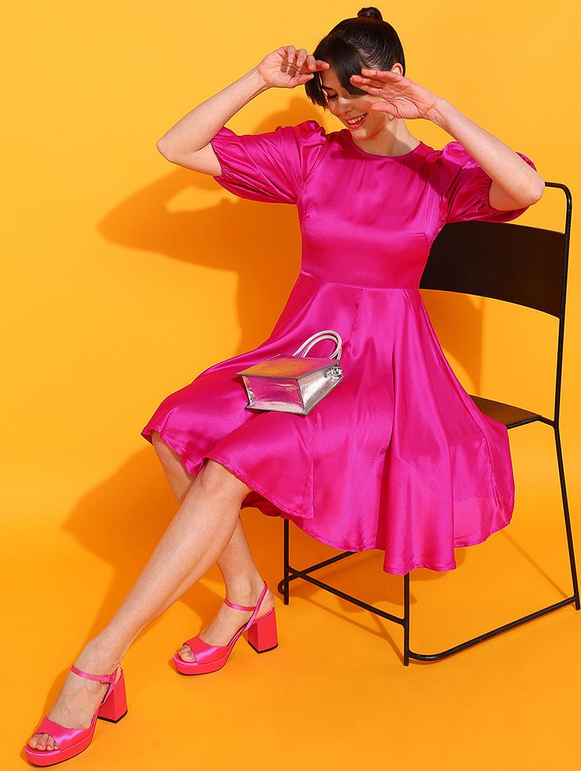 pink polyester aline dress - 21180911 - Standard Image - 3