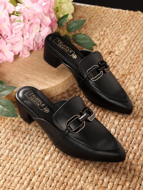 women black solid pinted mules - 21180953 - Standard Image - 0