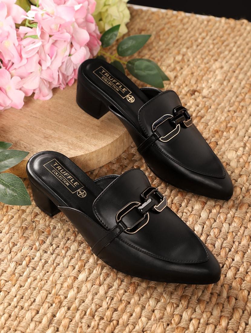 women black solid pinted mules - 21180953 - Zoom Image - 0