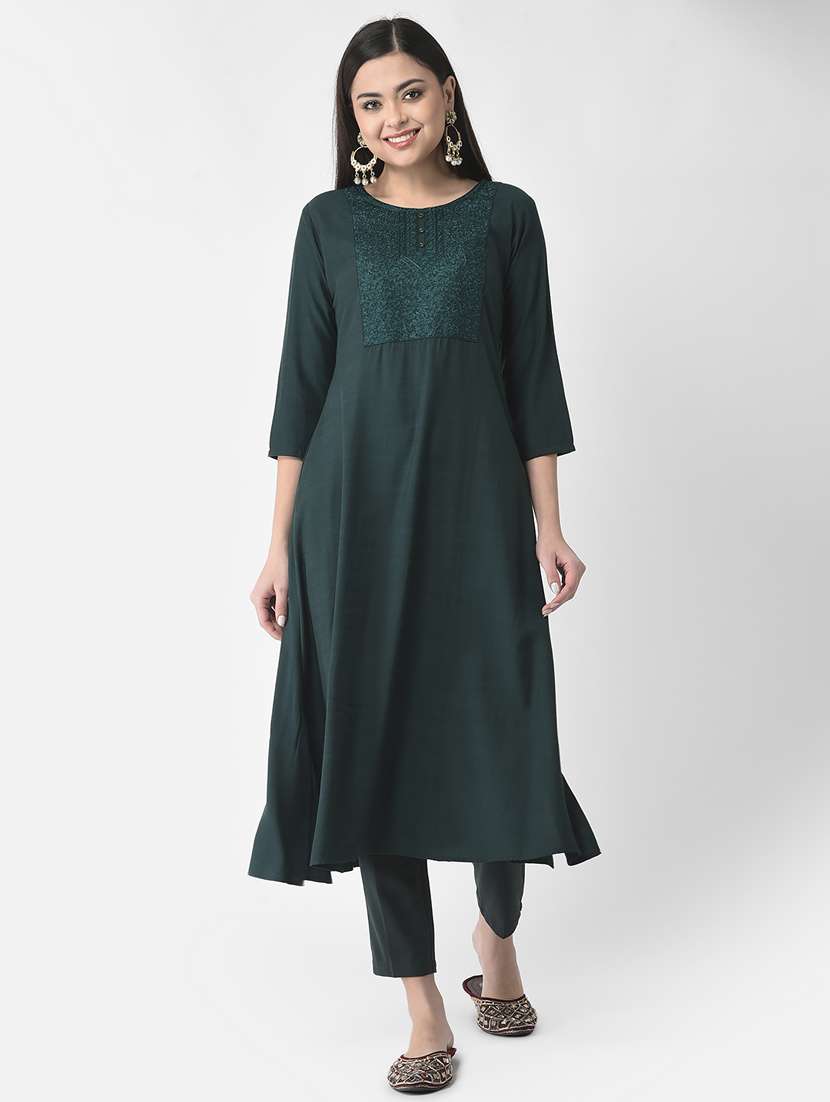 women three quarter sleeve a-line kurta