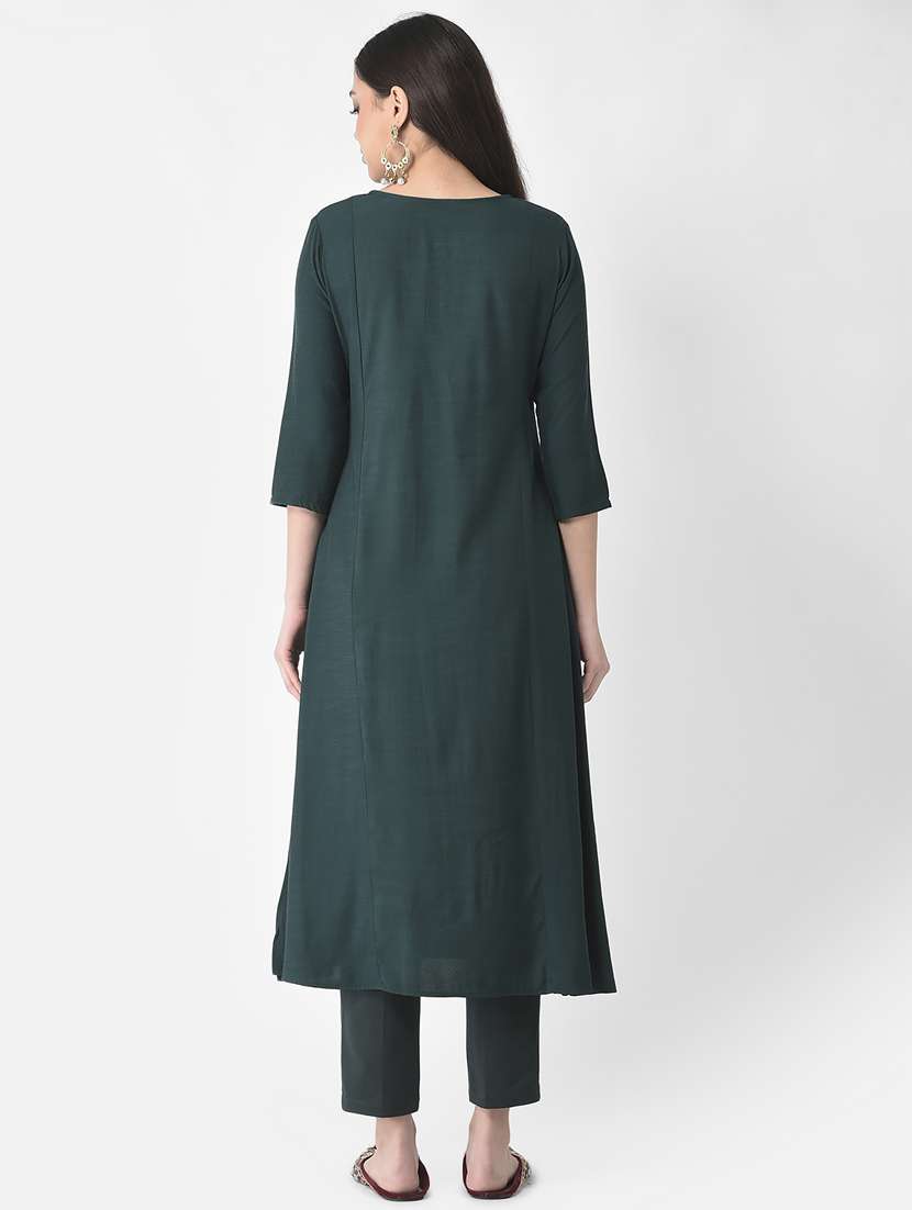 women three quarter sleeve a-line kurta - 21181050 -  Standard Image - 3