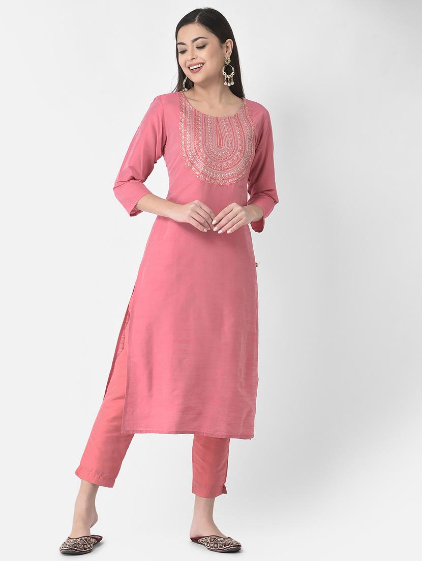 women three quarter sleeve straight kurta - 21181052 - Zoom Image - 0