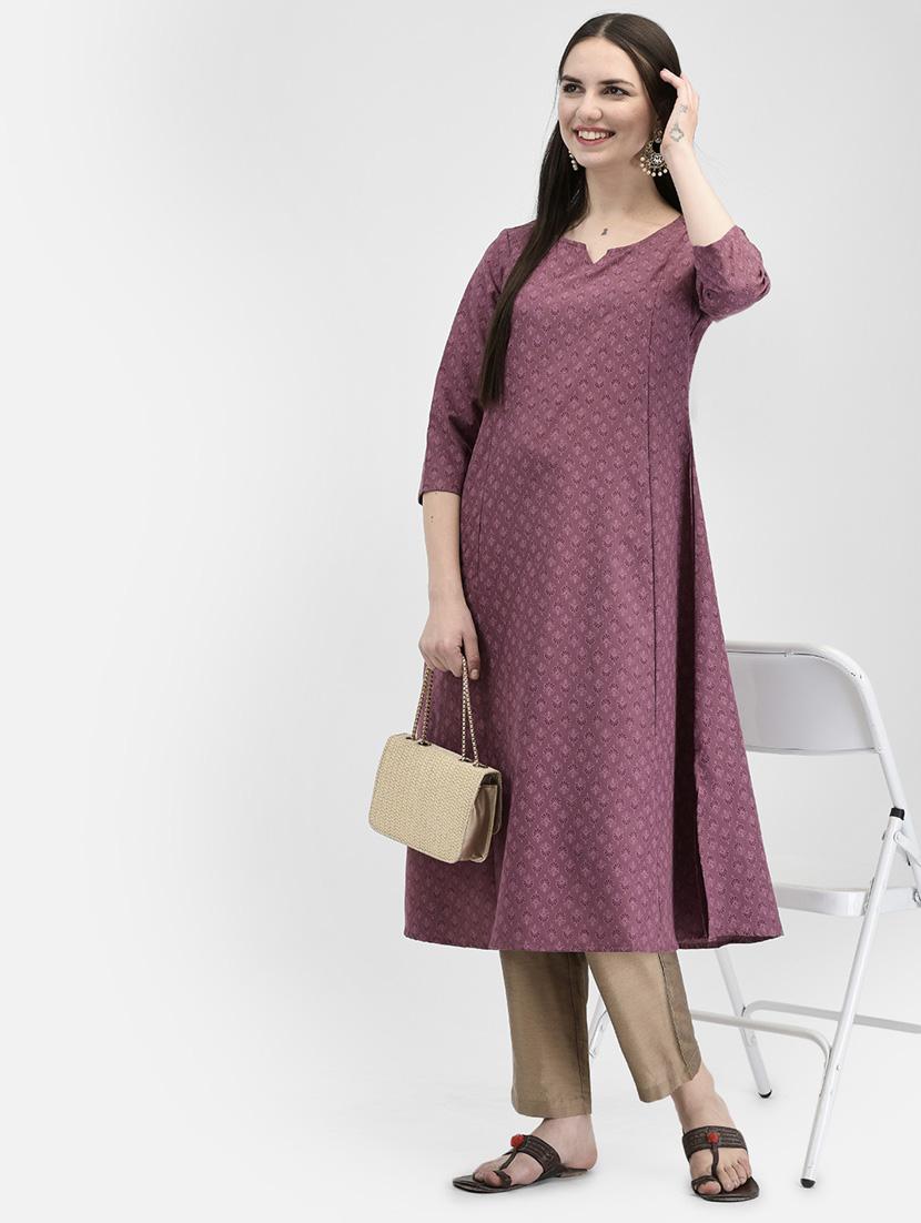 women three quarter sleeve a-line kurta - 21181063 - Zoom Image - 0