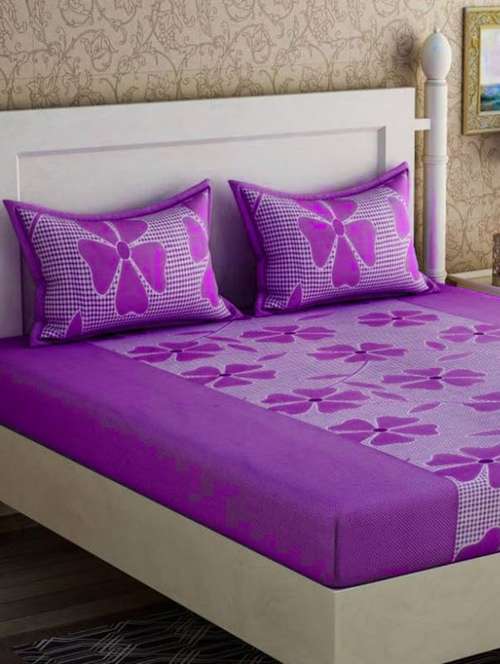modefe polycotton printed double bedsheet with 2 pillow covers - 21181078 -  Standard Image - 0