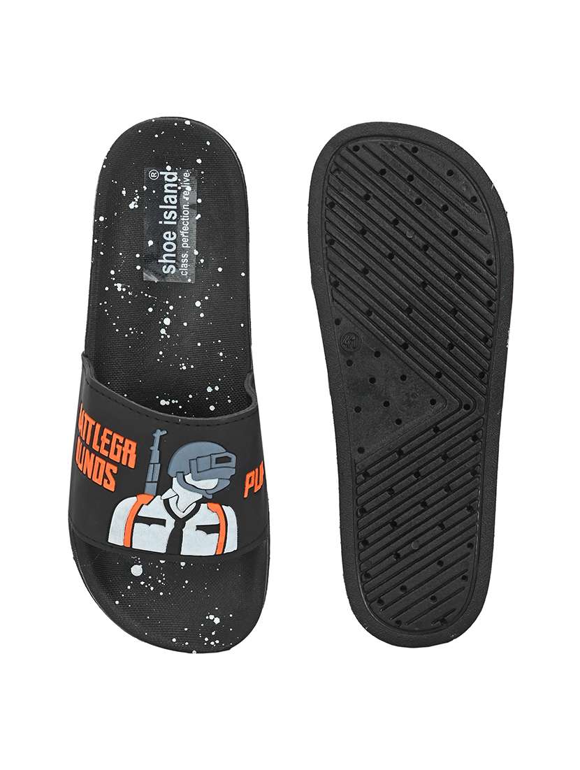 black synthetic slip on flip flops - 21181381 -  Standard Image - 5