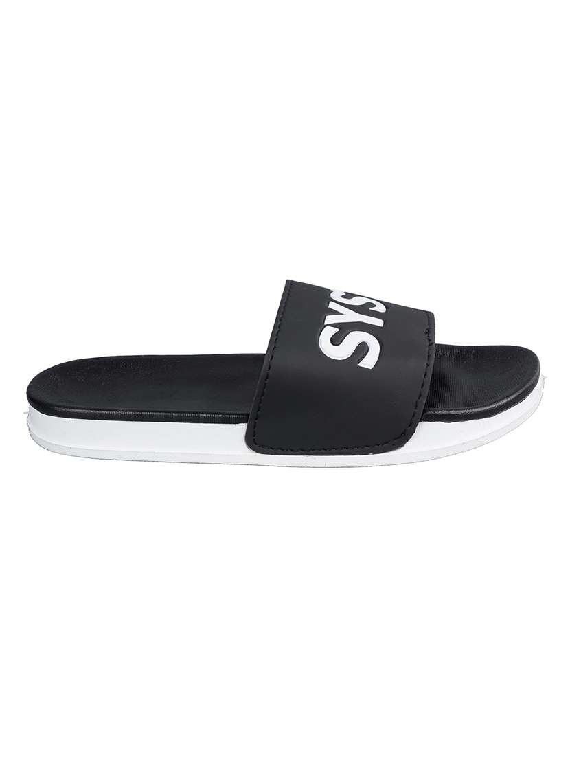 black synthetic slip on flip flops - 21181395 - Standard Image - 3