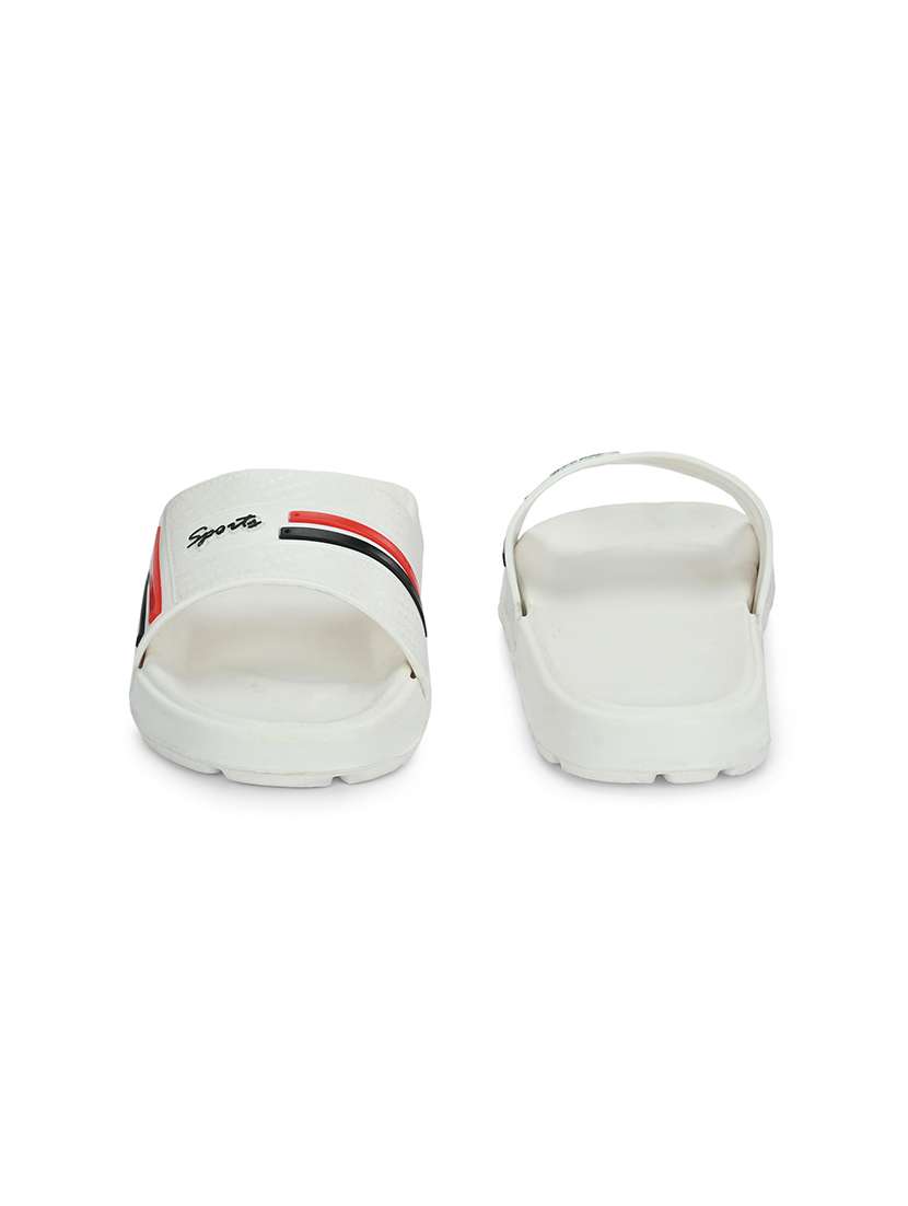 white synthetic slip on flip flops - 21181416 -  Standard Image - 3