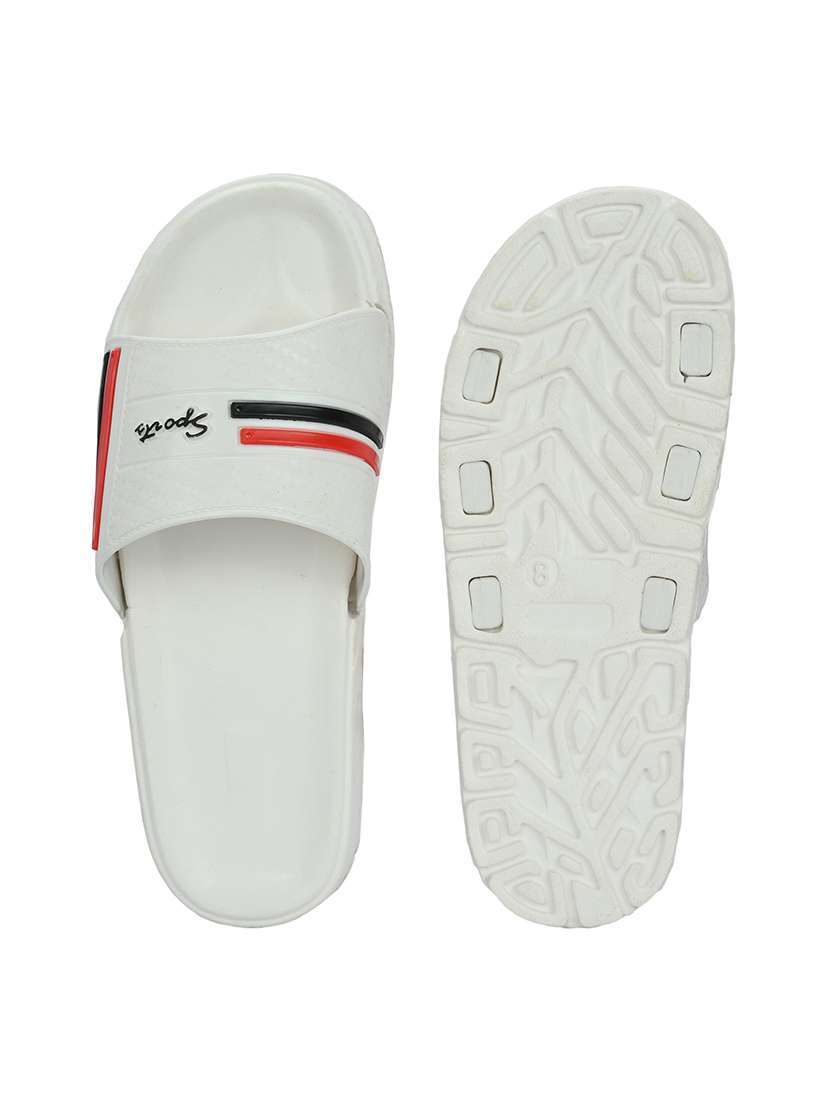 white synthetic slip on flip flops - 21181416 -  Standard Image - 5