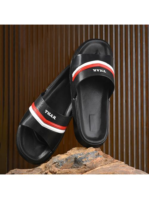 black synthetic slip on flip flops - 21181417 - Standard Image - 0