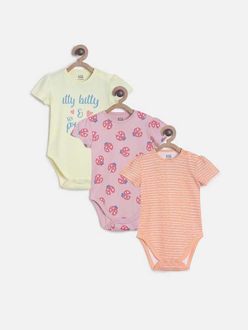 pack of 3 multi coloured printed rompers - 21182700 - Standard Image - 0