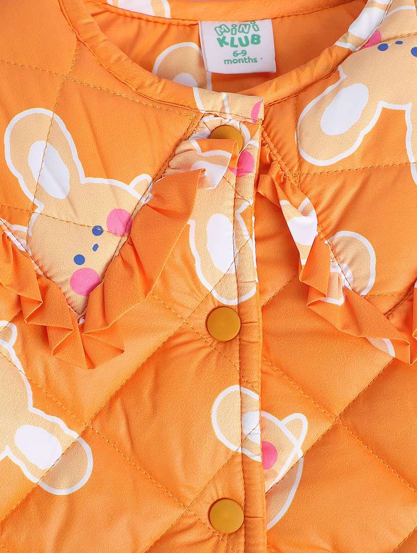 orange printed long sleeves quilted jackets - 21182820 - Standard Image - 3