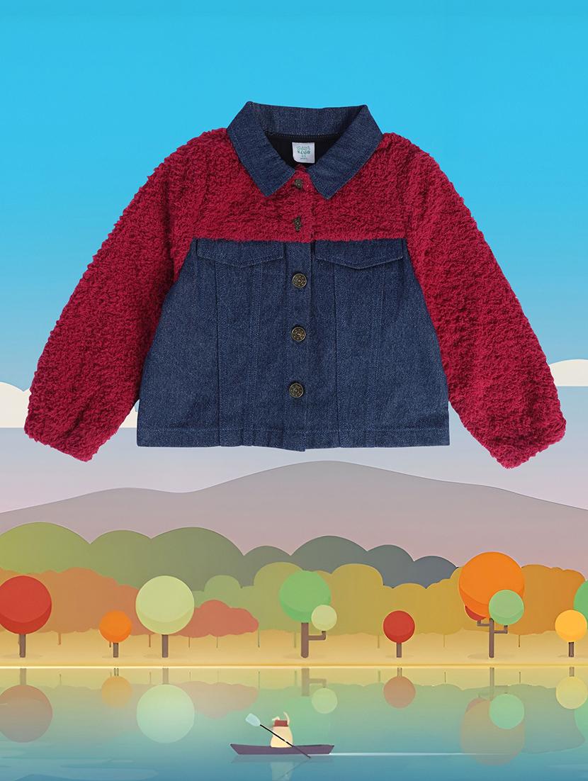 blue colour block long sleeves coats - 21182950 - Zoom Image - 0