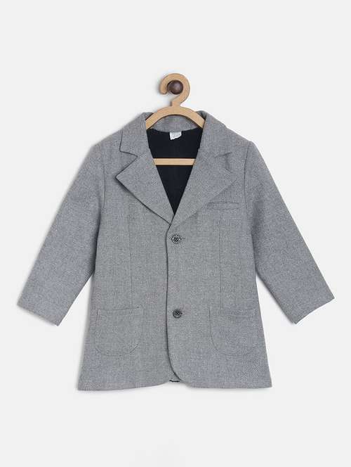 boy solid lapel neck blazer - 21183021 - Standard Image - 0