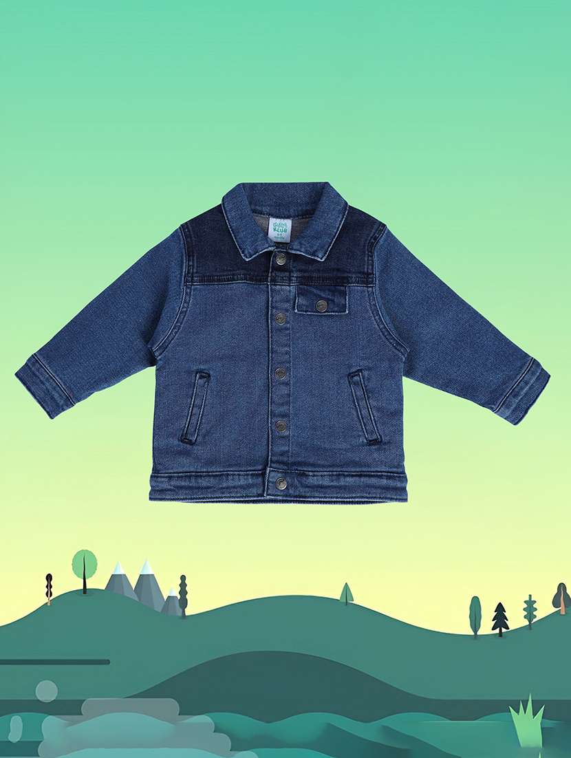 kids long sleeves solid denim jackets - 21183199 -  Zoom Image - 0