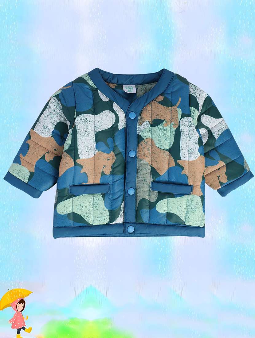 blue polyester regular jackets & coat