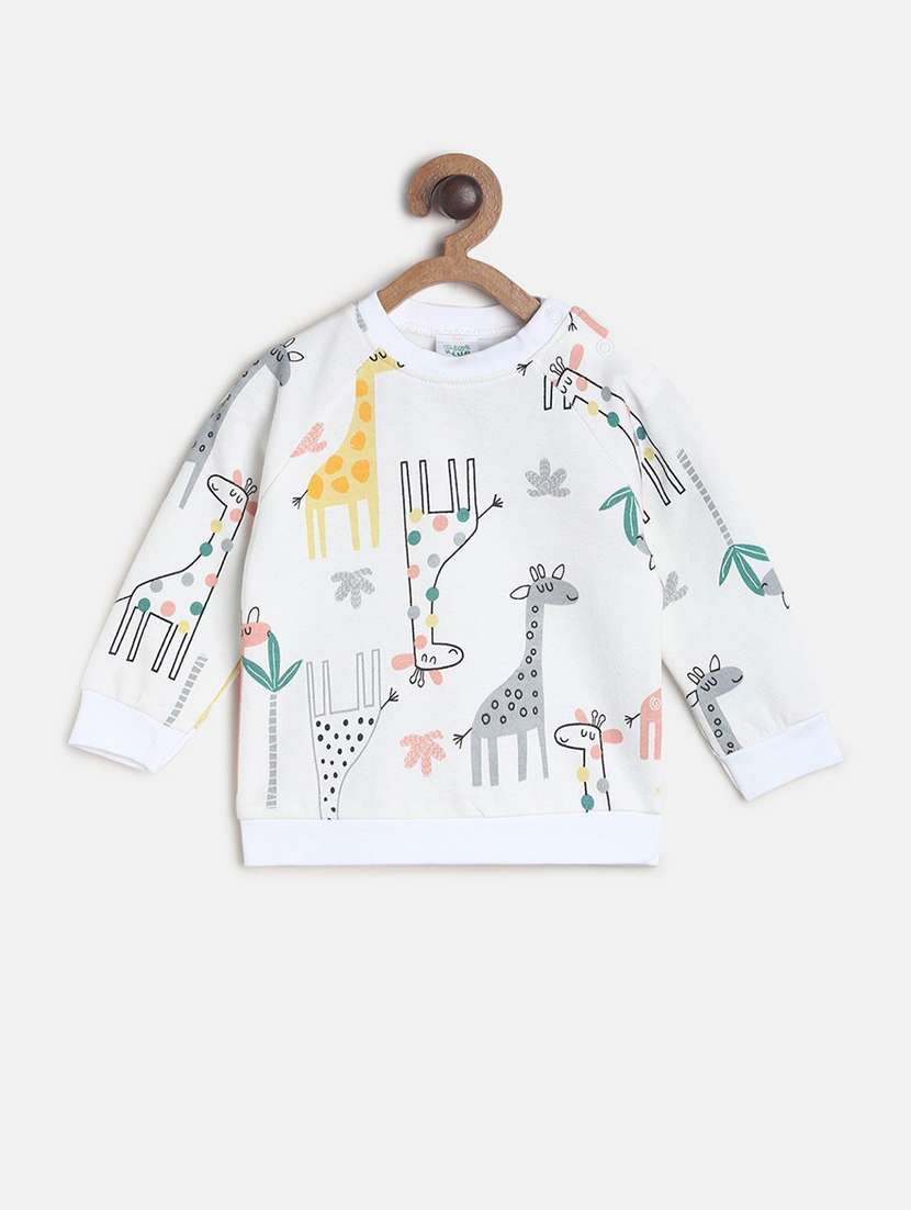 white cotton all over print sweatshirt - 21183310 -  Zoom Image - 0