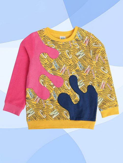 yellow cotton blend all over print sweatshirt - 21183480 - Standard Image - 0