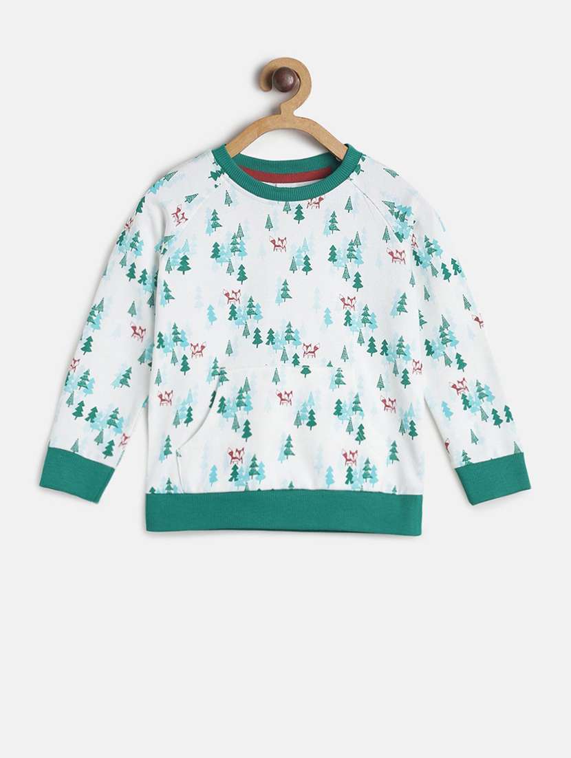 white cotton all over print sweatshirt