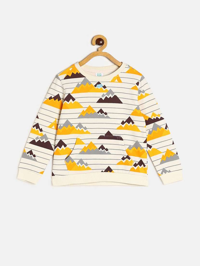white cotton blend all over print sweatshirt