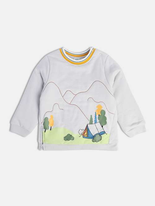 grey cotton blend front print sweatshirt - 21183486 -  Standard Image - 0