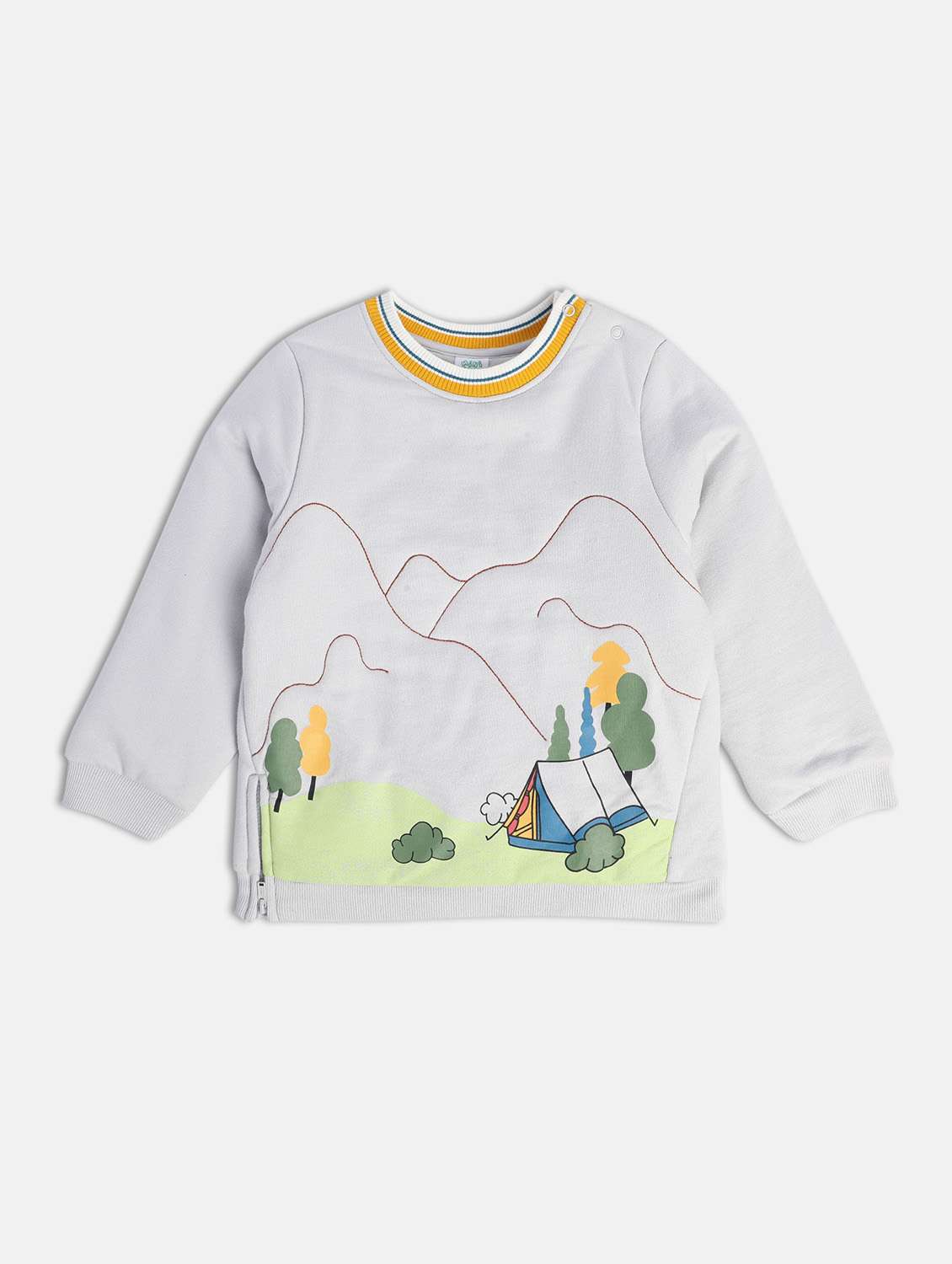 grey cotton blend front print sweatshirt - 21183486 -  Zoom Image - 0