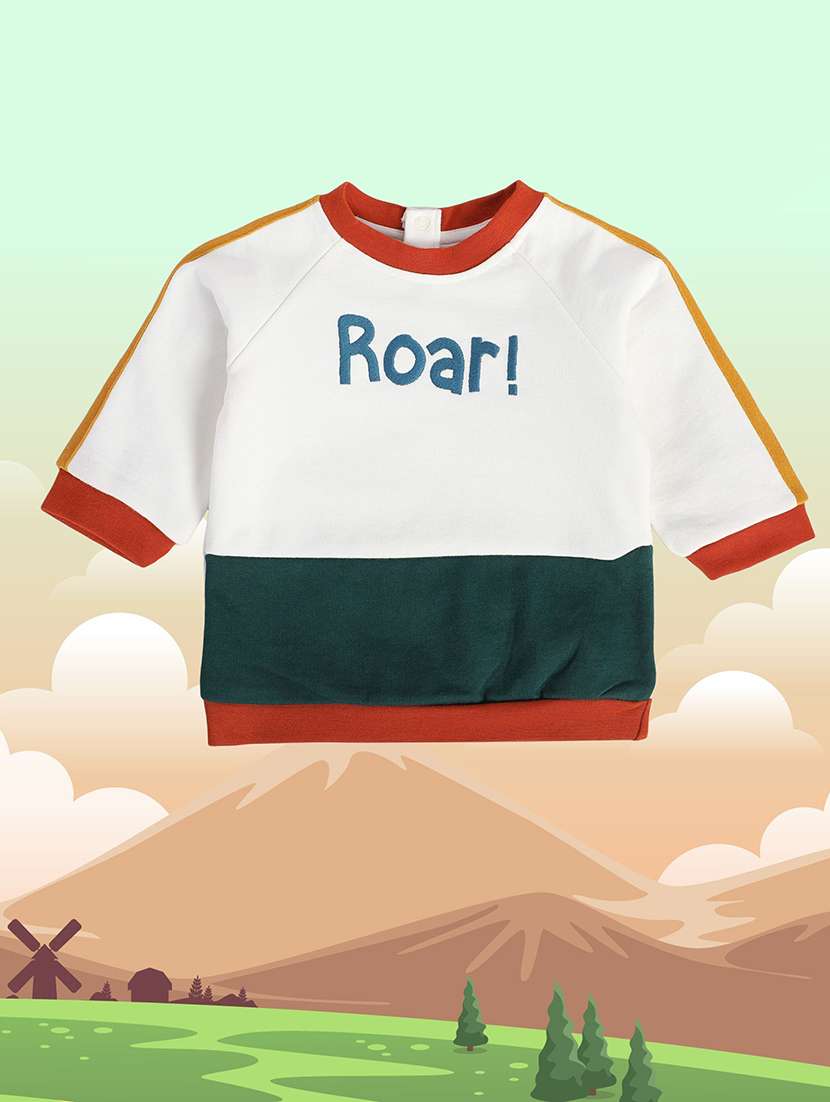 white polycotton front print sweatshirt