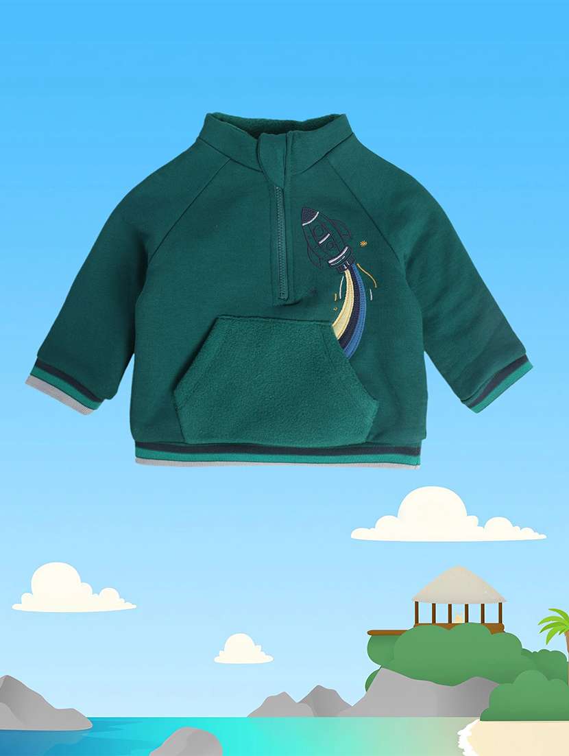 green cotton blend plain sweatshirt - 21183502 - Zoom Image - 0