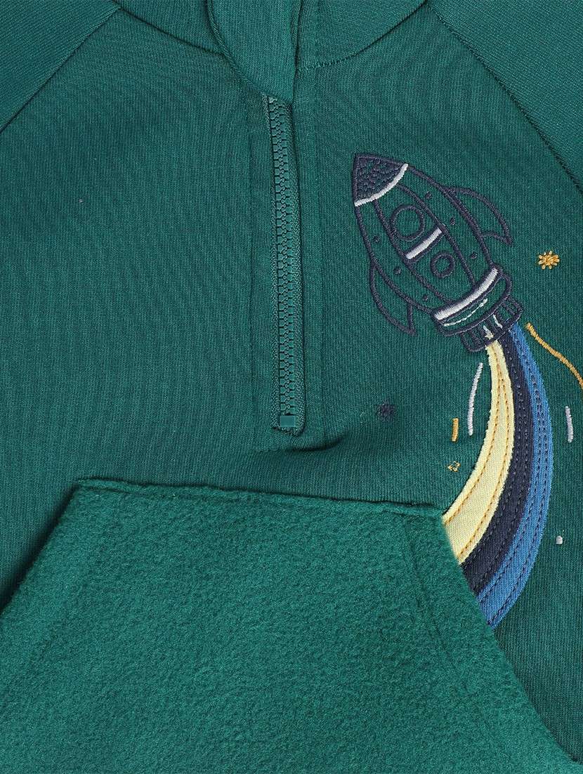 green cotton blend plain sweatshirt - 21183502 - Standard Image - 3