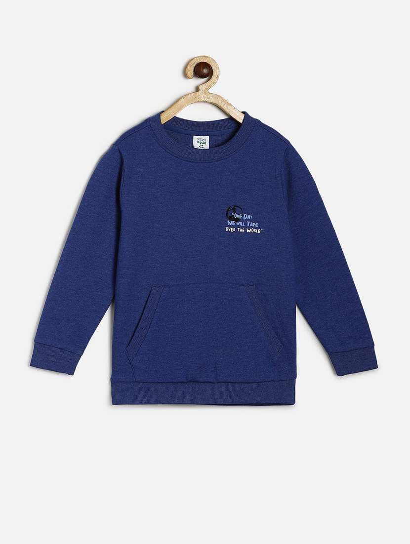 navy blue cotton back print sweatshirt