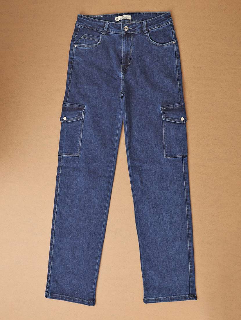 girls blue solids cargos