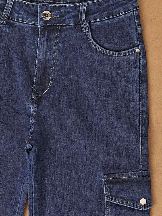 girls blue solids cargos - 21183659 -  Standard Image - 3
