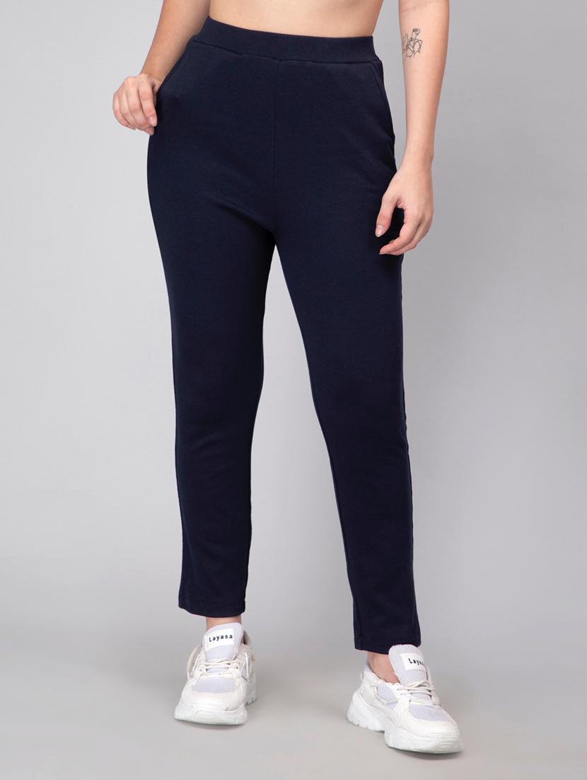 women solid high rise track pant - 21184285 - Zoom Image - 0
