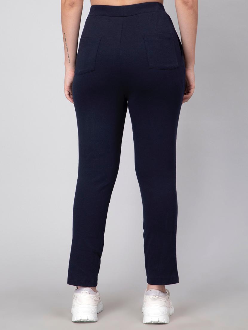 women solid high rise track pant - 21184285 - Standard Image - 3