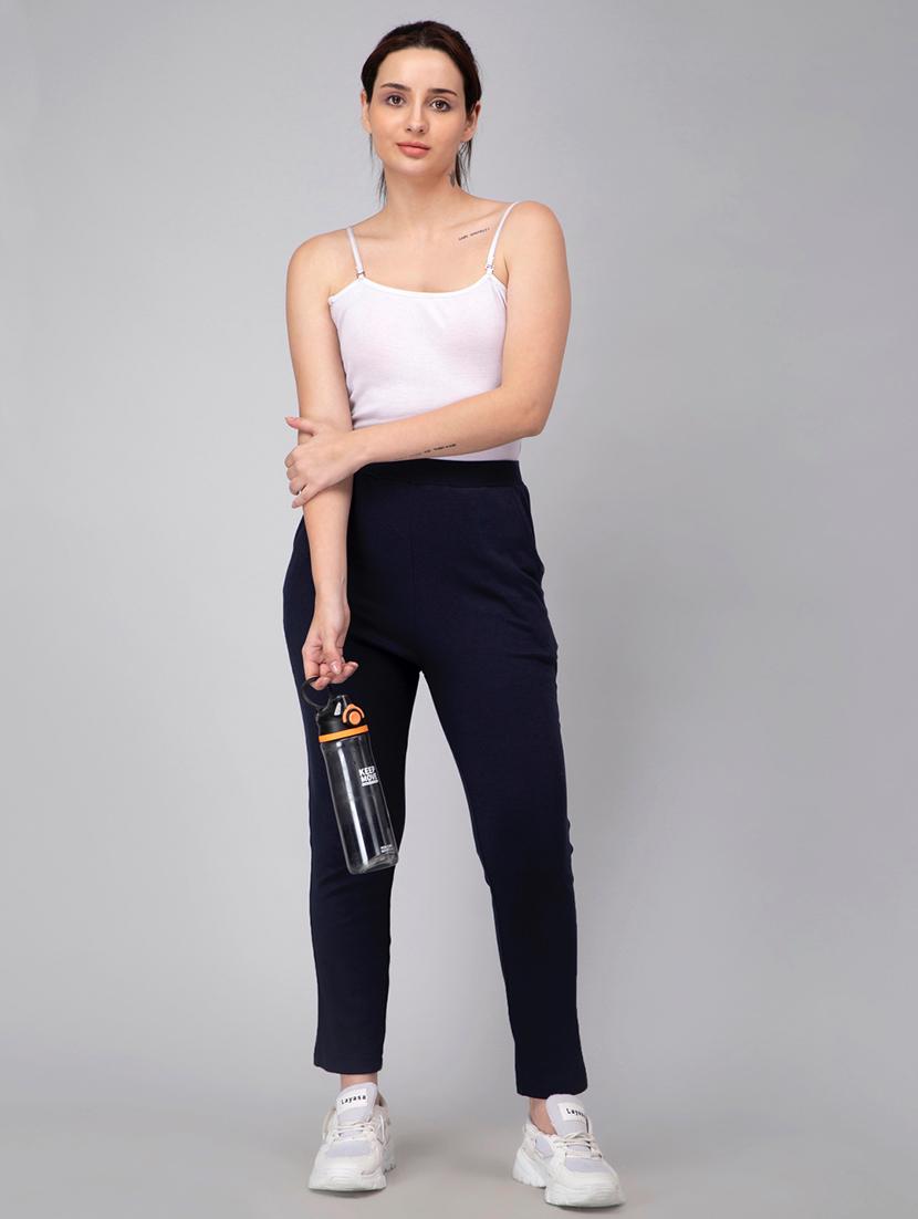 women solid high rise track pant - 21184285 - Standard Image - 5