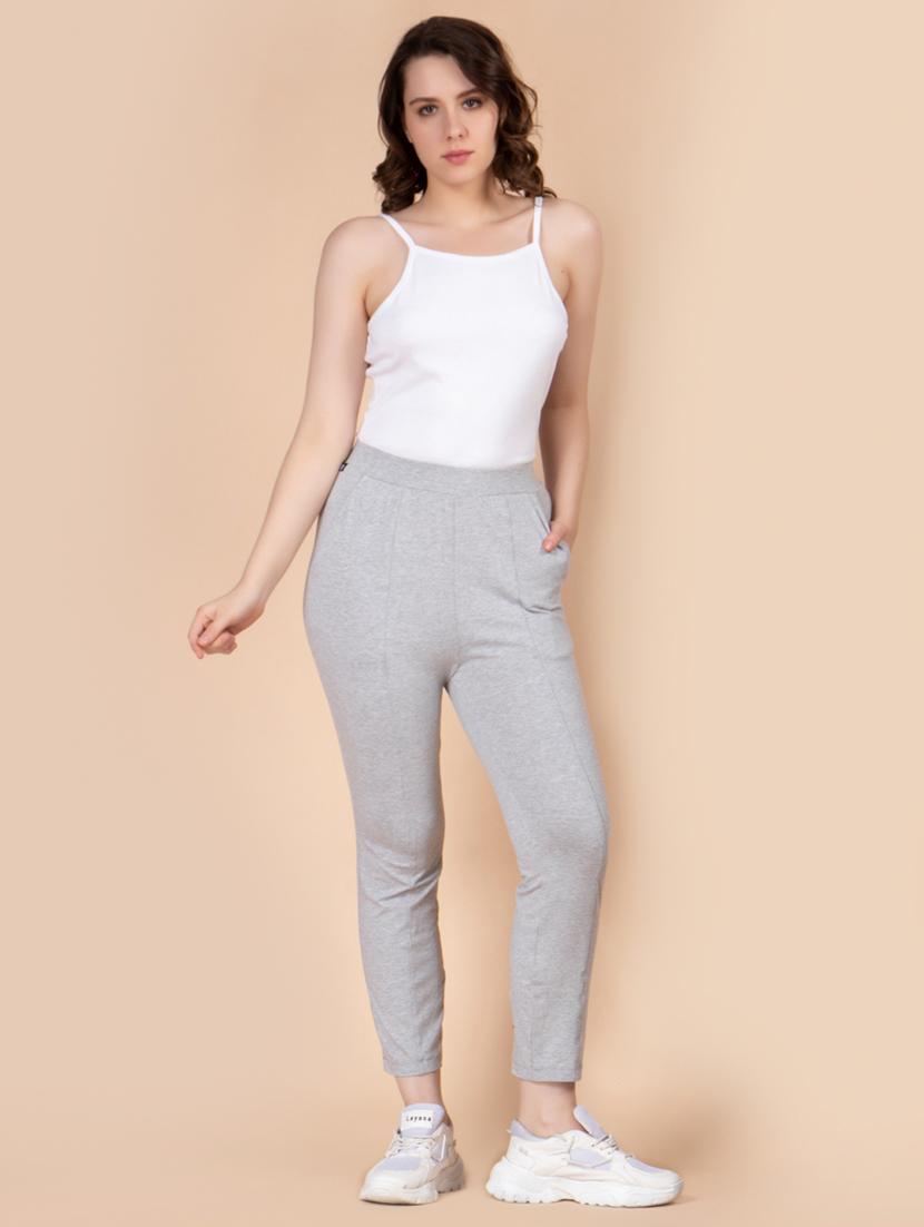 women solid high rise track pant - 21184286 - Standard Image - 5