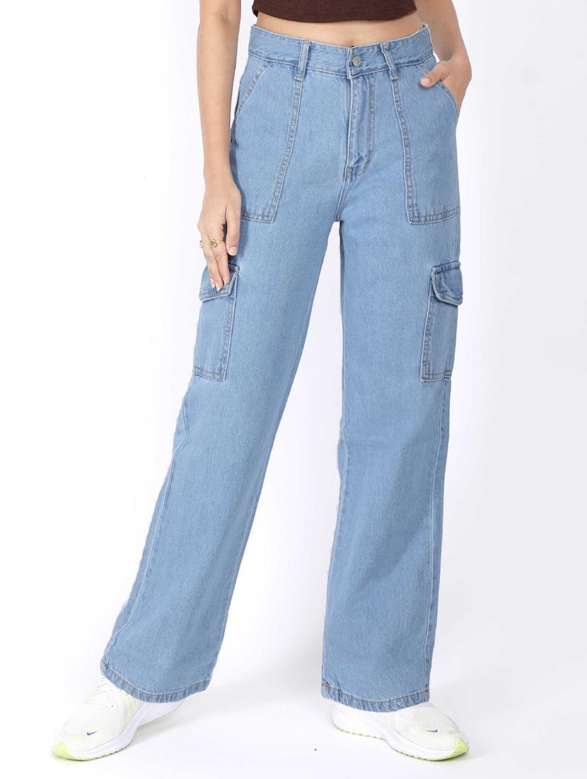 light blue solid denim jeans - 21184803 -  Zoom Image - 0