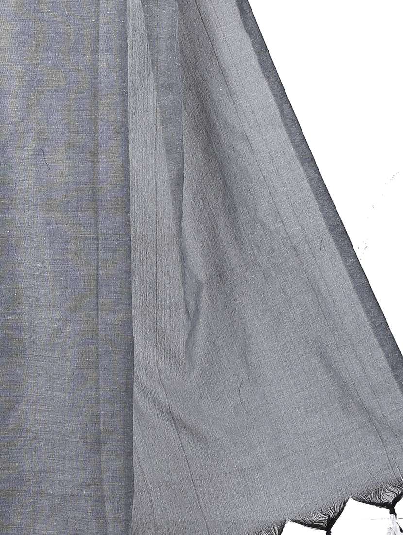 grey cotton blend handloom saree - 21185035 - Standard Image - 3