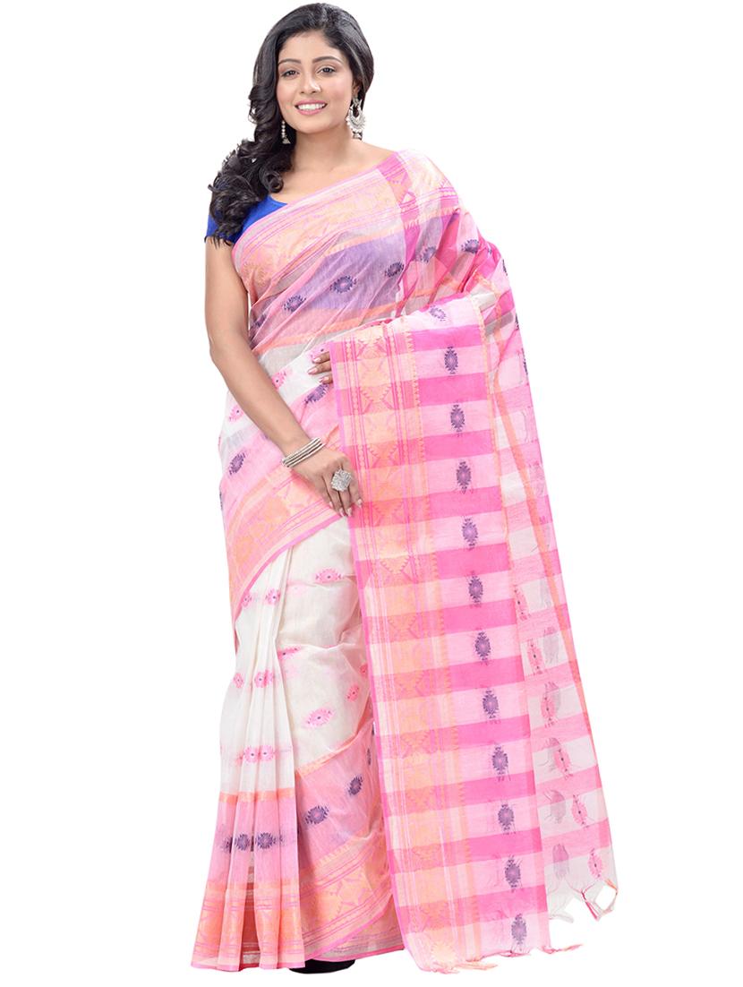 pink tant saree - 21185148 -  Zoom Image - 0