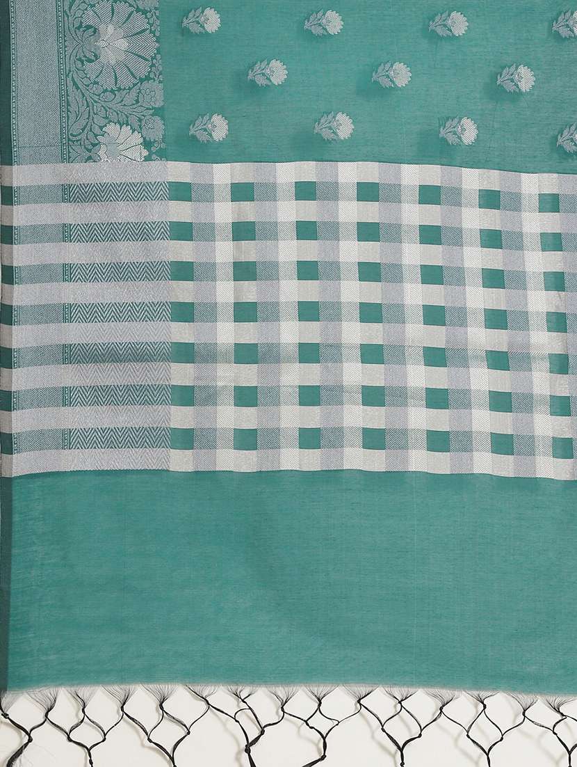 teal liva banarasi saree with blouse - 21185637 -  Standard Image - 3
