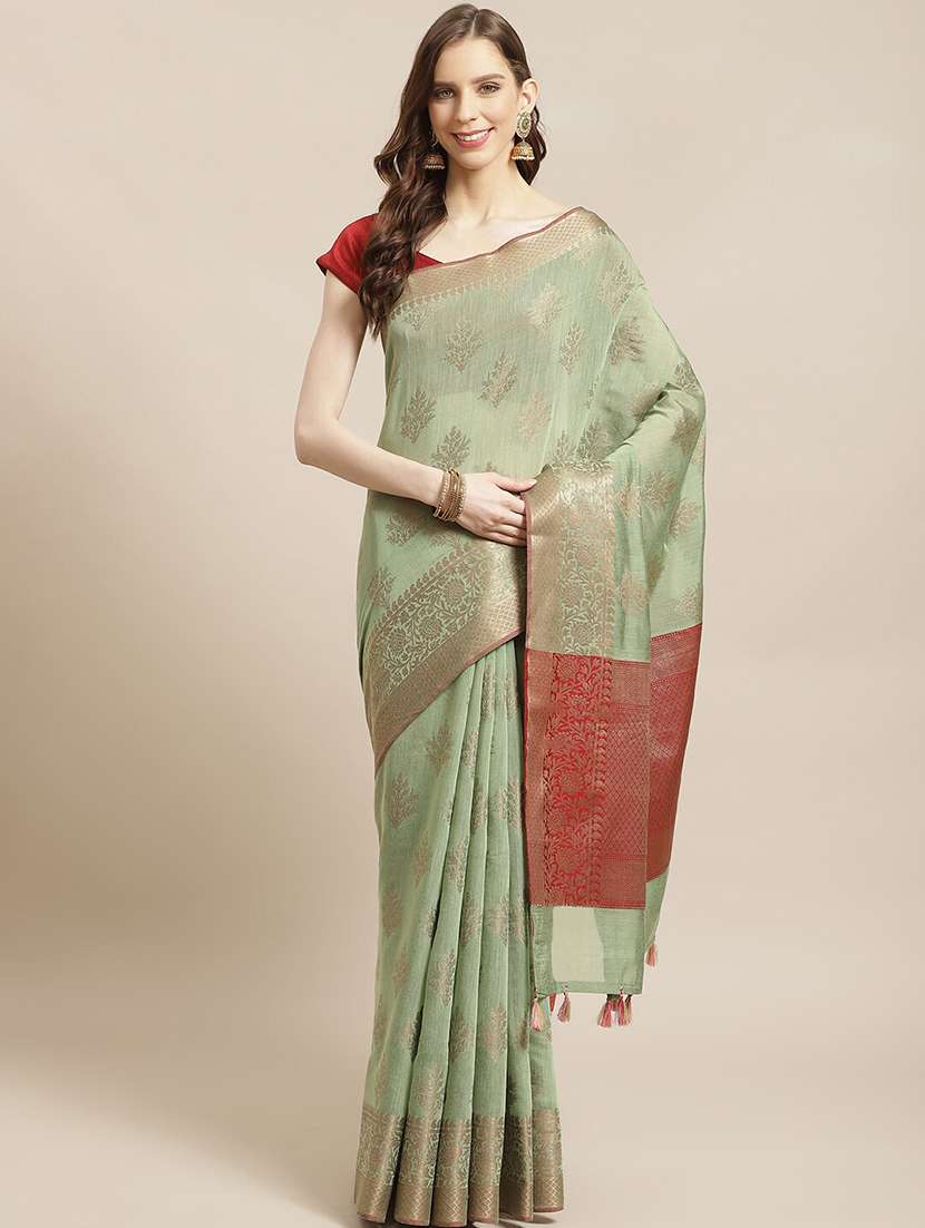 green liva banarasi saree - 21185646 - Zoom Image - 0