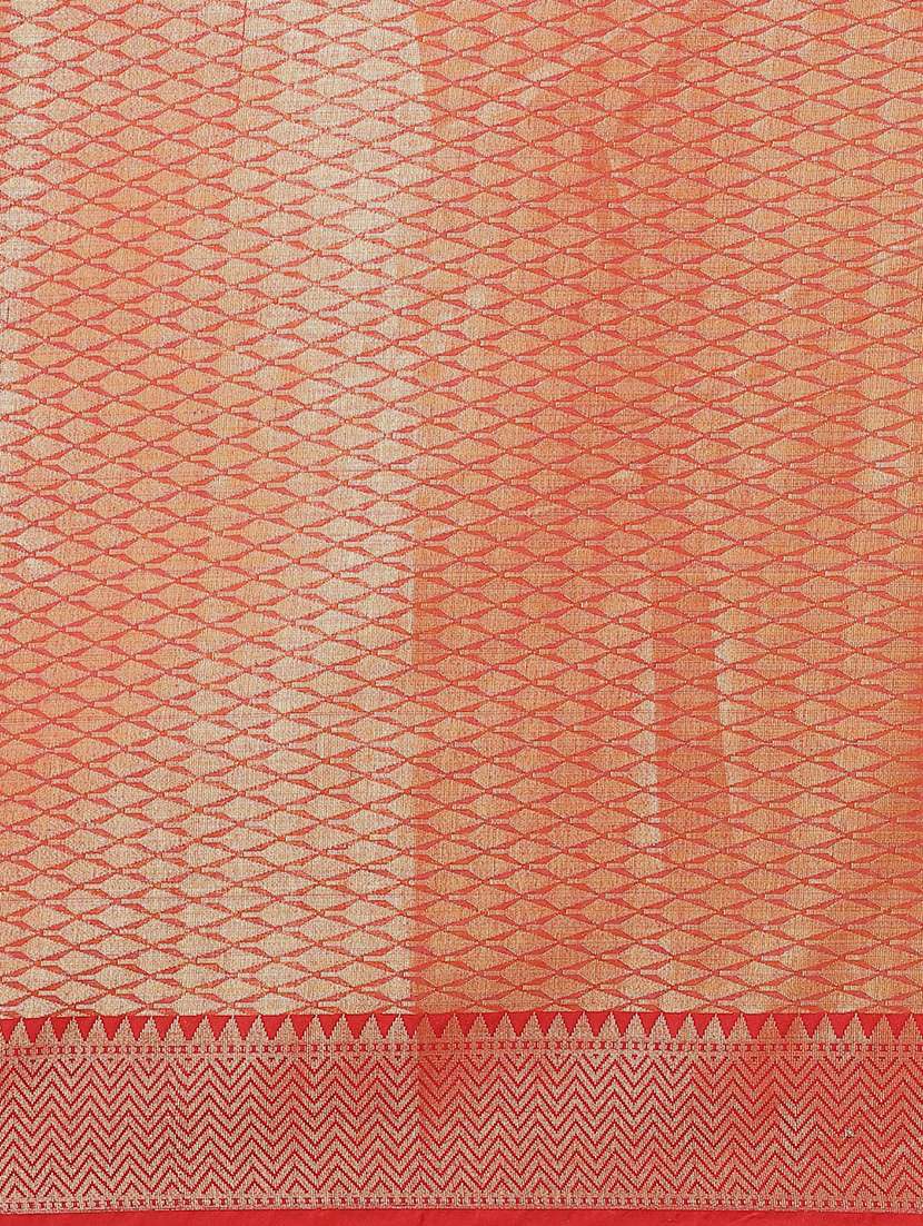 peach self design banarasi saree with blouse - 21185694 -  Standard Image - 5