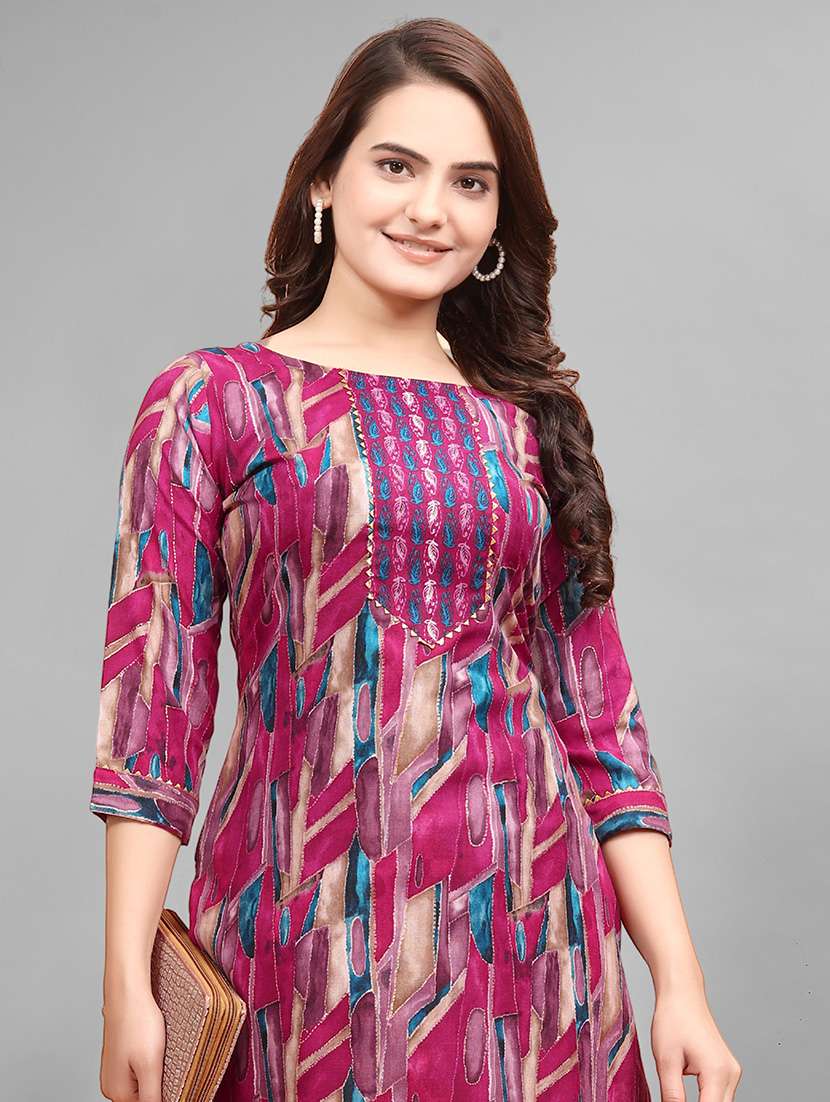 women round neck kurta pant set - 21186108 -  Standard Image - 3