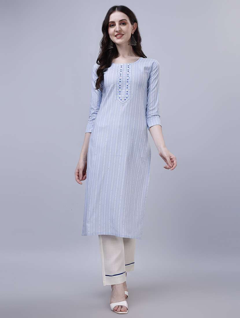 women round neck kurta pant set