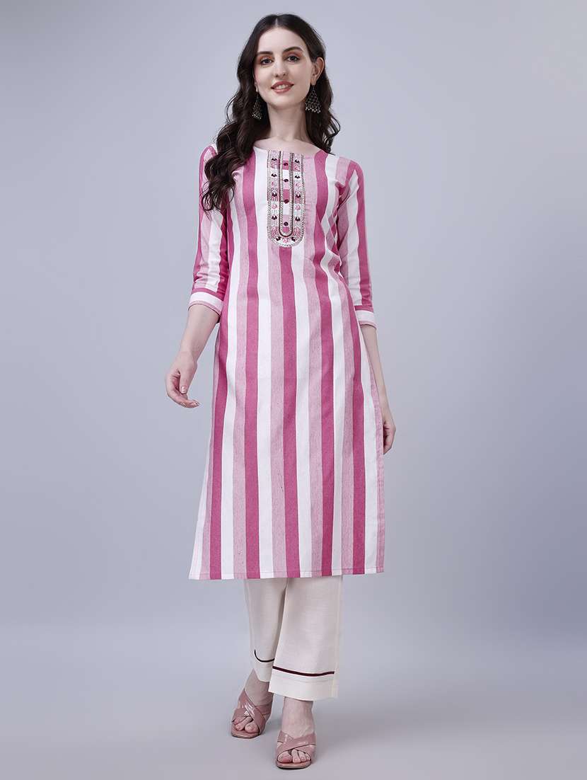 women round neck kurta pant set