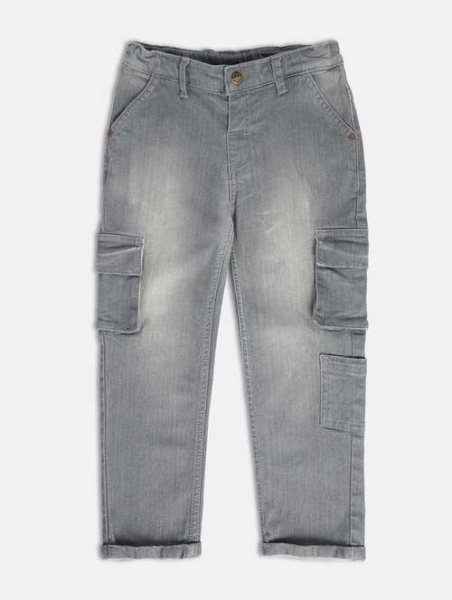 grey cotton blend plain jeans - 21186184 - Standard Image - 0