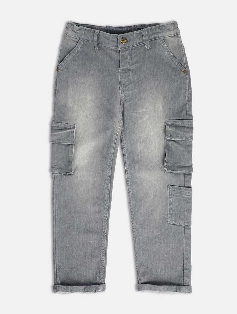 grey cotton blend plain jeans - 21186184 - Zoom Image - 0