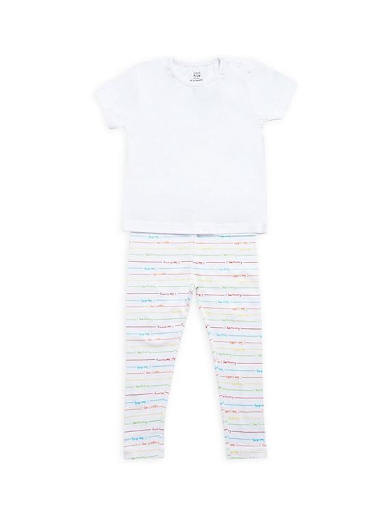 white printed cotton blend twin set - 21186748 -  Zoom Image - 0